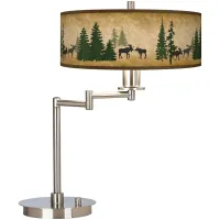 Giclee Gallery 20 1/2" Moose Lodge Shade Adjustable Swing Arm LED Lamp