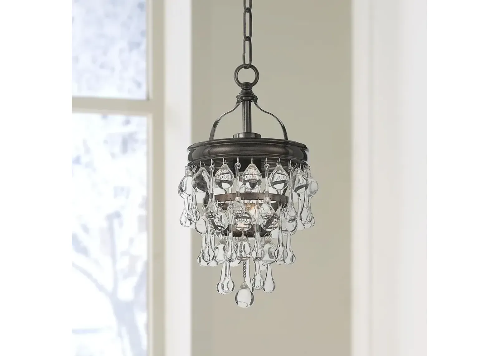 Crystorama Calypso 7 1/2" Vibrant Bronze and Crystal Mini Chandelier