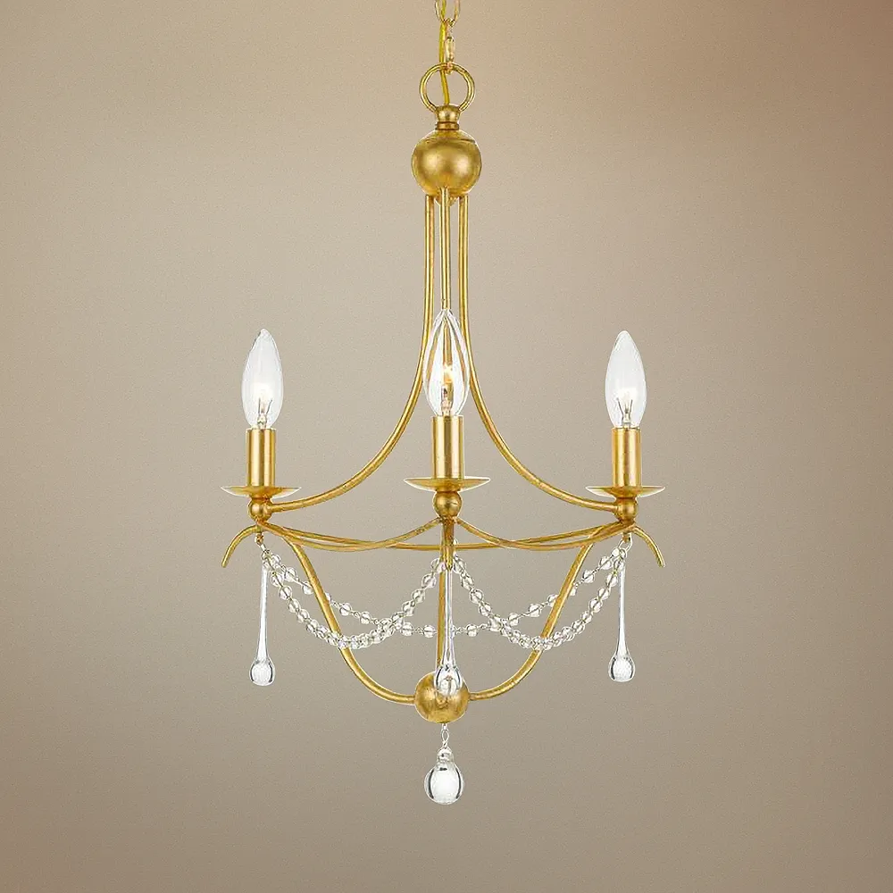 Crystorama Metro 15 1/2"W 3-Light Antique Gold Chandelier