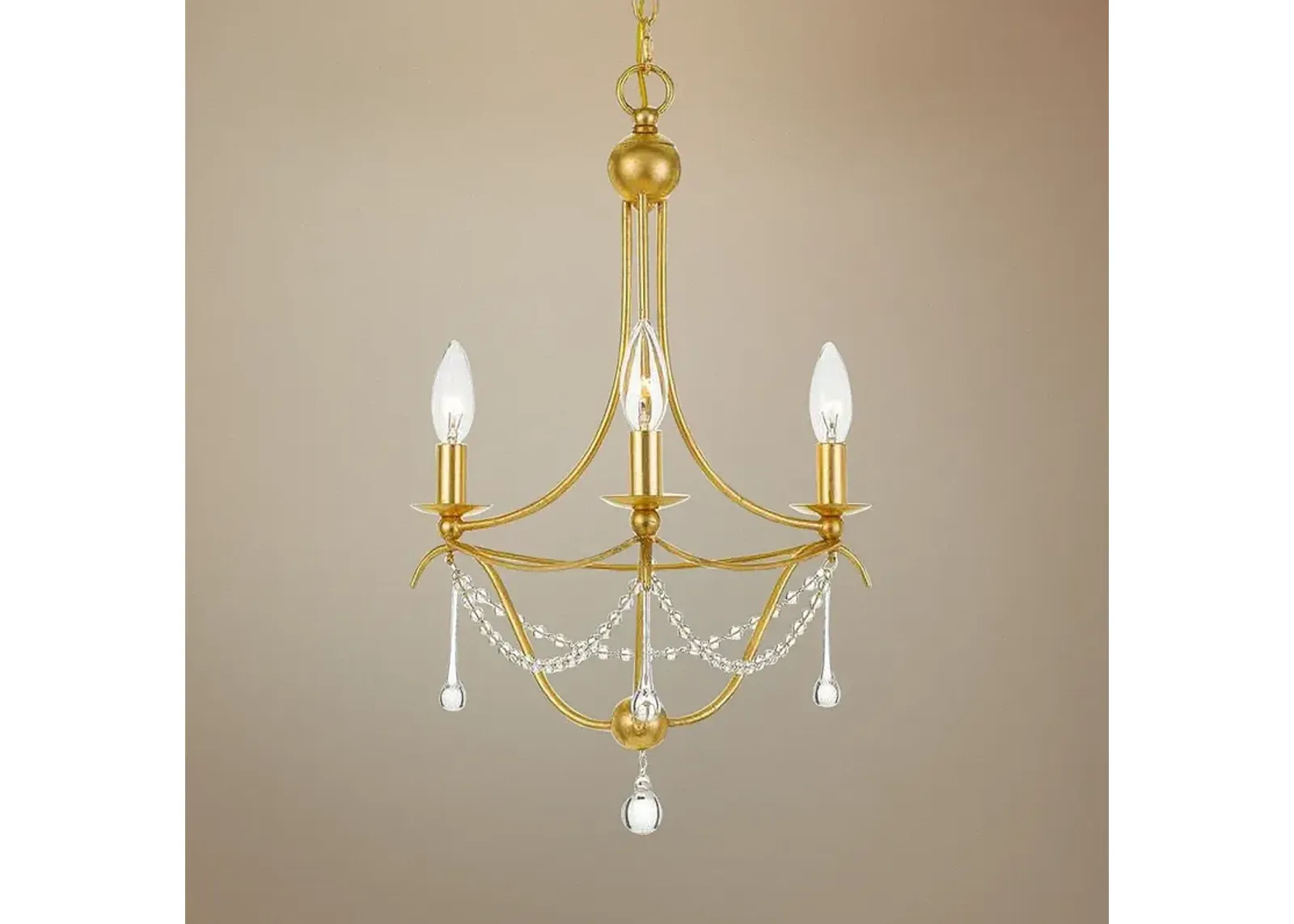 Crystorama Metro 15 1/2"W 3-Light Antique Gold Chandelier