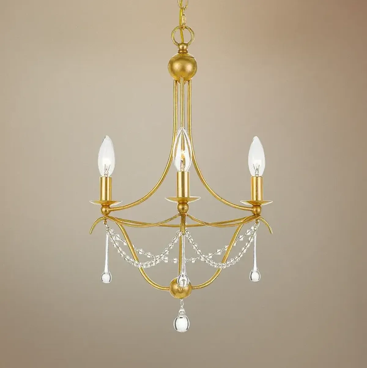 Crystorama Metro 15 1/2"W 3-Light Antique Gold Chandelier