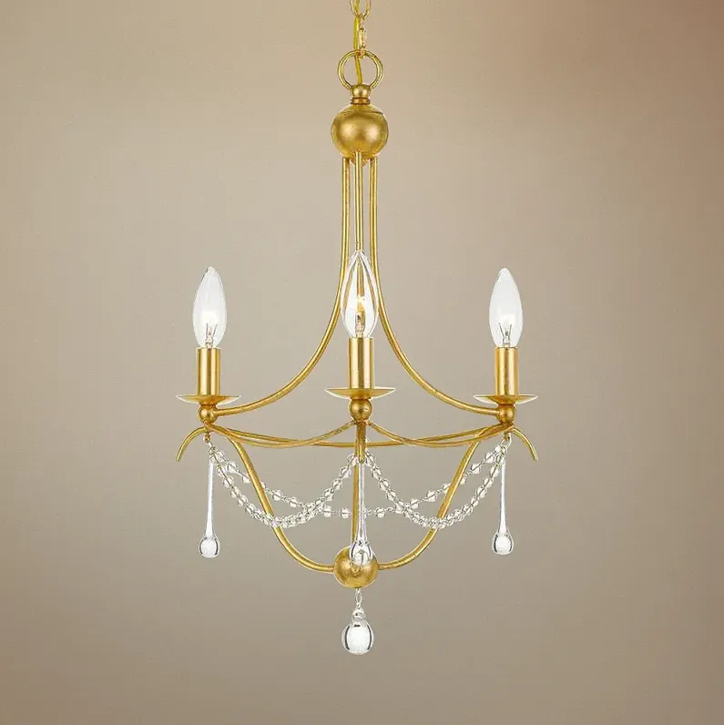 Crystorama Metro 15 1/2"W 3-Light Antique Gold Chandelier