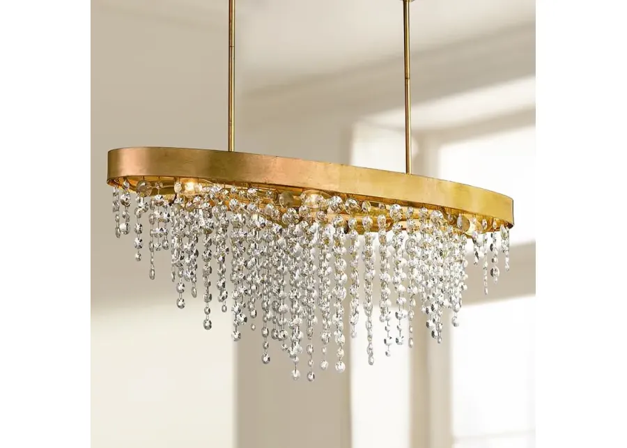 Winham 36"W Gold and Crystal Kitchen Island Light Chandelier