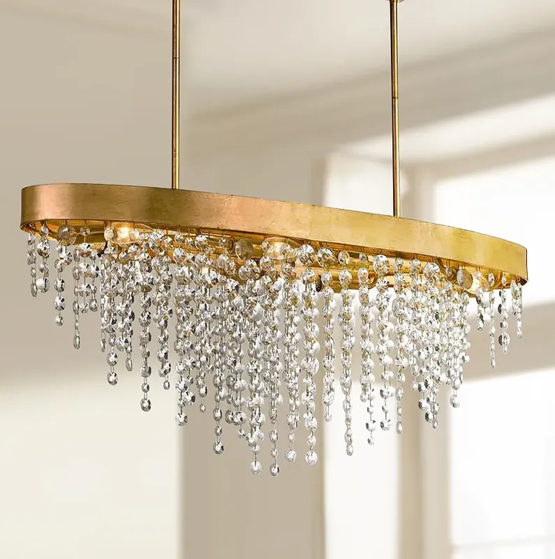 Winham 36"W Gold and Crystal Kitchen Island Light Chandelier