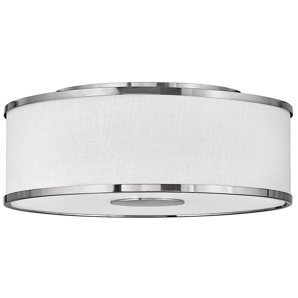 Halo 18 1/4" Wide Nickel Ceiling Light with Off-White Shade