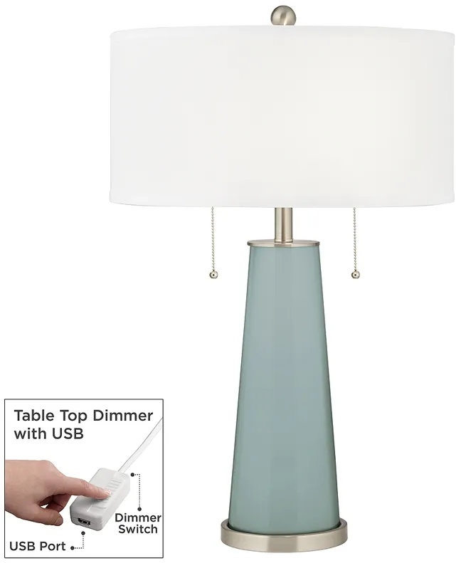 Color Plus Peggy 29 3/4" Aqua-Sphere Blue Table Lamp with Dimmer