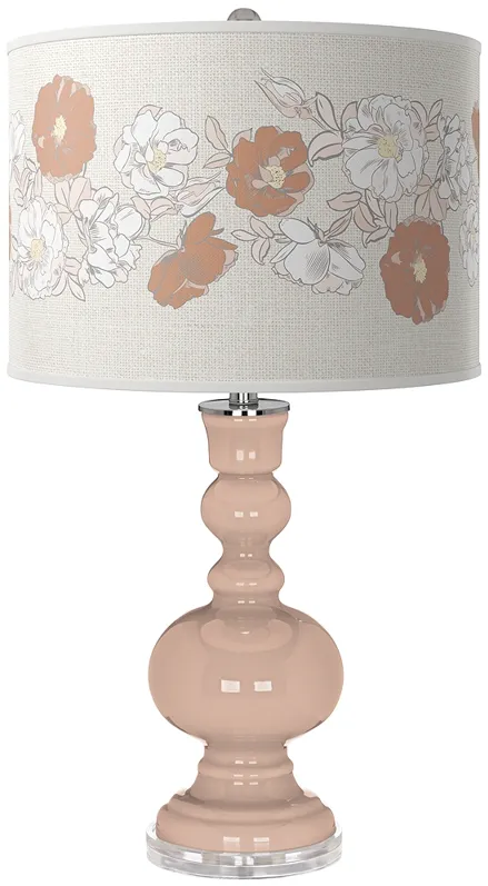 Italian Coral Rose Bouquet Apothecary Table Lamp