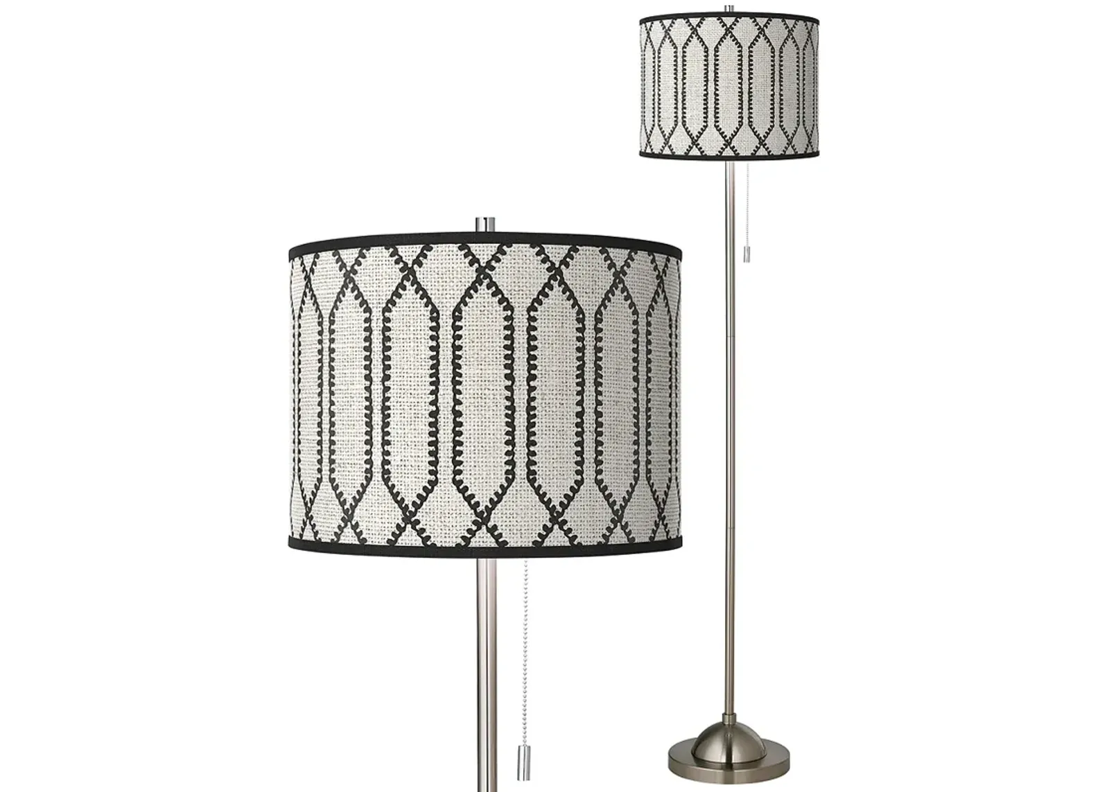 Rustic Chic Brushed Nickel Pull Chain Floor Lamp