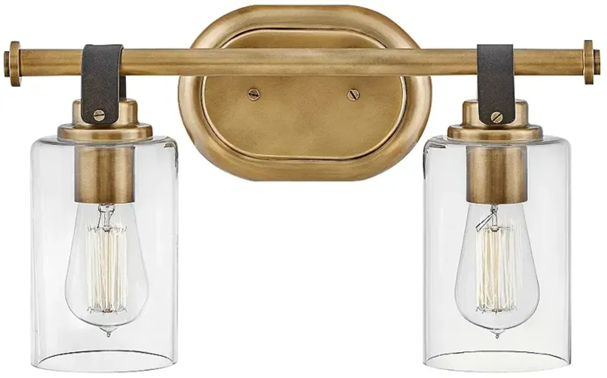 Hinkley Halstead 16" Wide 2-Light Heritage Brass Vanity Bath Light