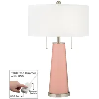 Mellow Coral Peggy Glass Table Lamp With Dimmer