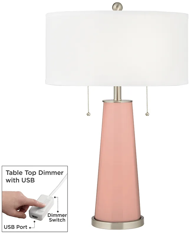 Mellow Coral Peggy Glass Table Lamp With Dimmer