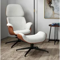 Lennart Ivory Brown Swivel Lounge Chair