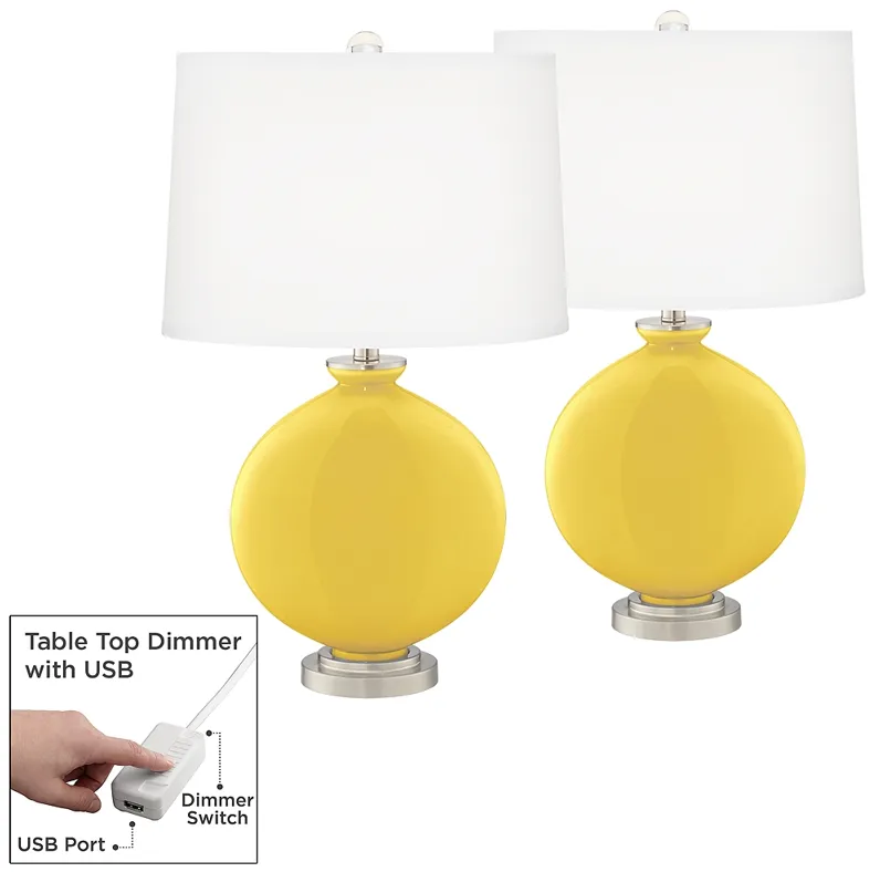 Lemon Zest Carrie Table Lamp Set of 2 with Dimmers