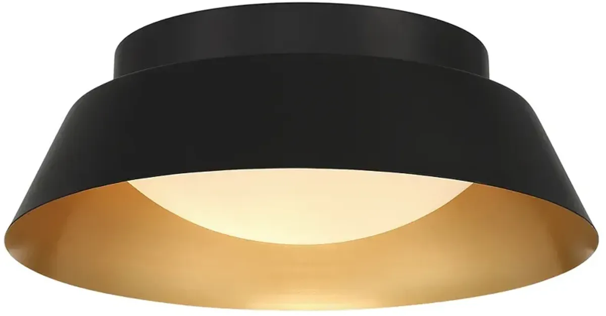 Donoven 2 Light Matte Black + Gold Flush Mount