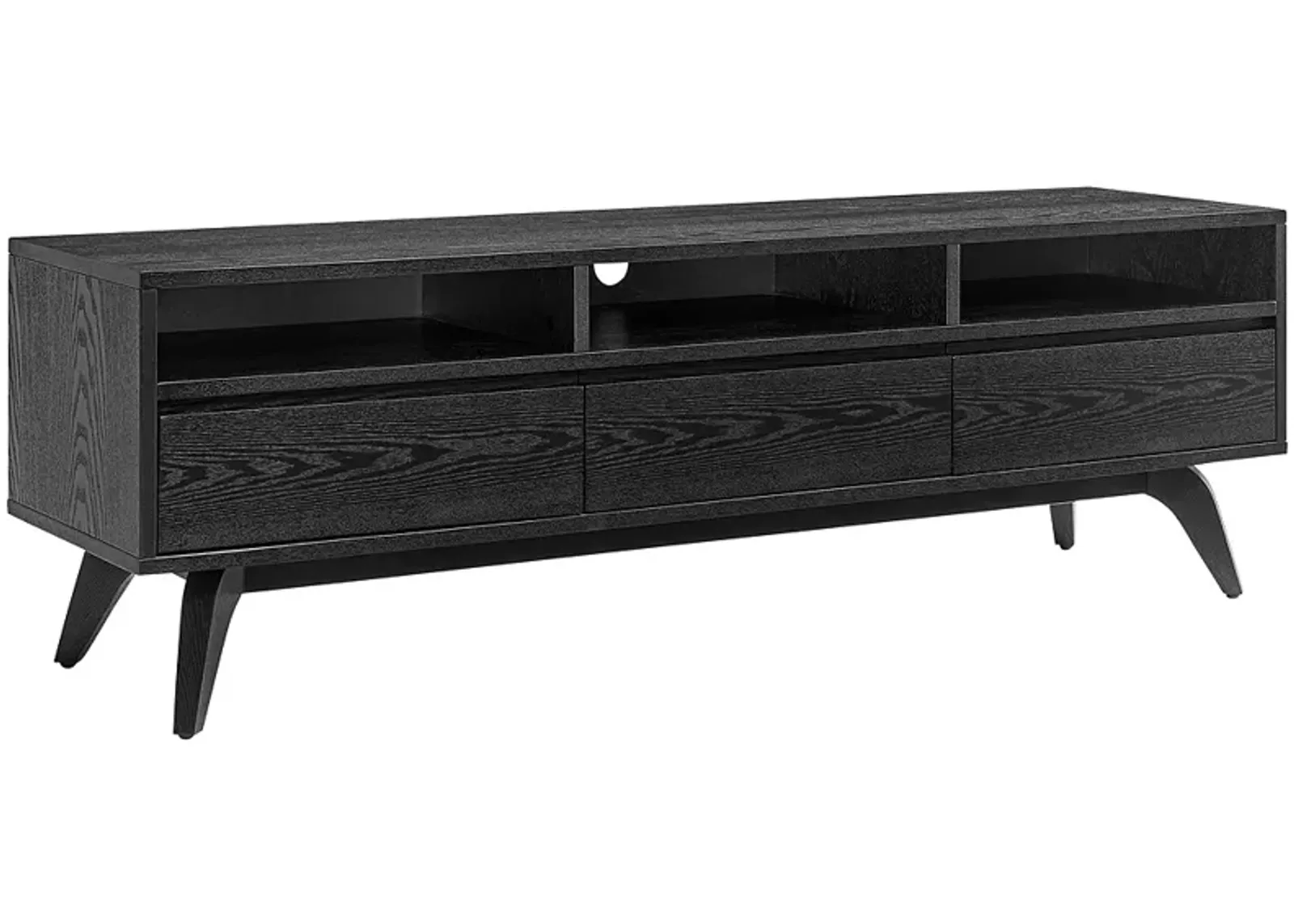 Lawrence 63"W Black Stained Ash Wood 3-Drawer Media Stand