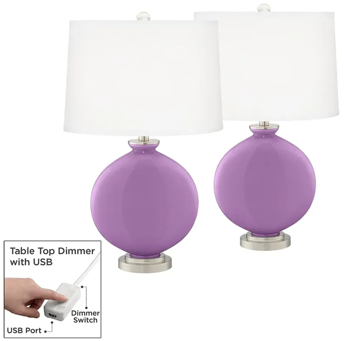 African Violet Carrie Table Lamp Set of 2 with Dimmers