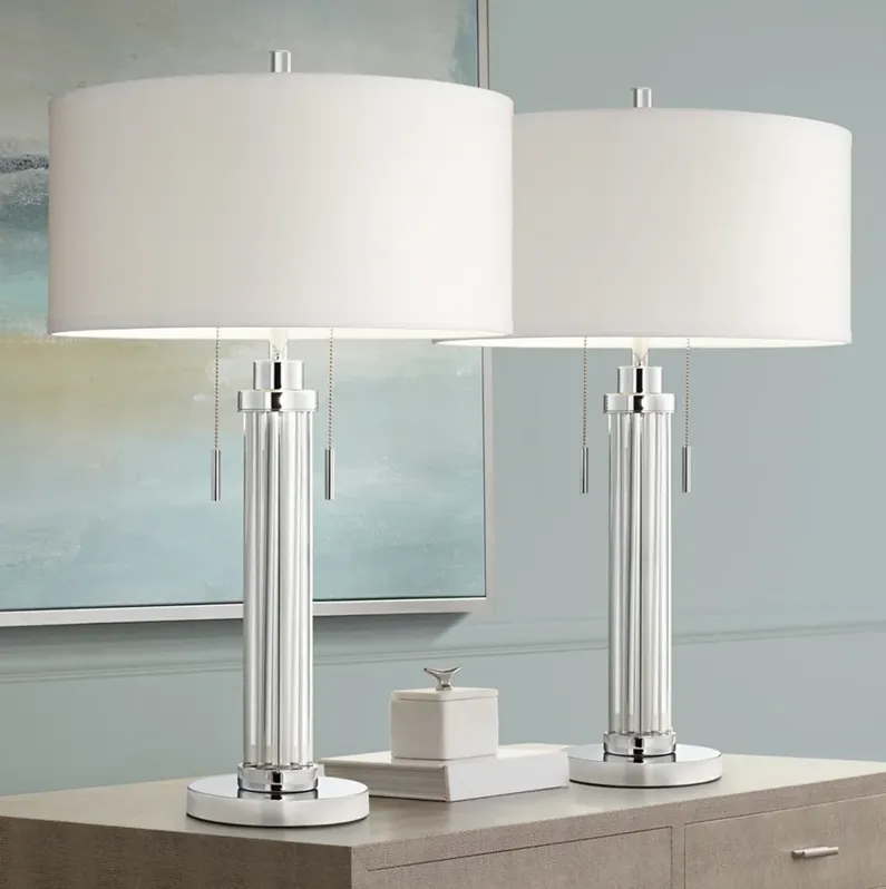 Possini Euro Cadence 30" Glass Column Table Lamps Set of 2