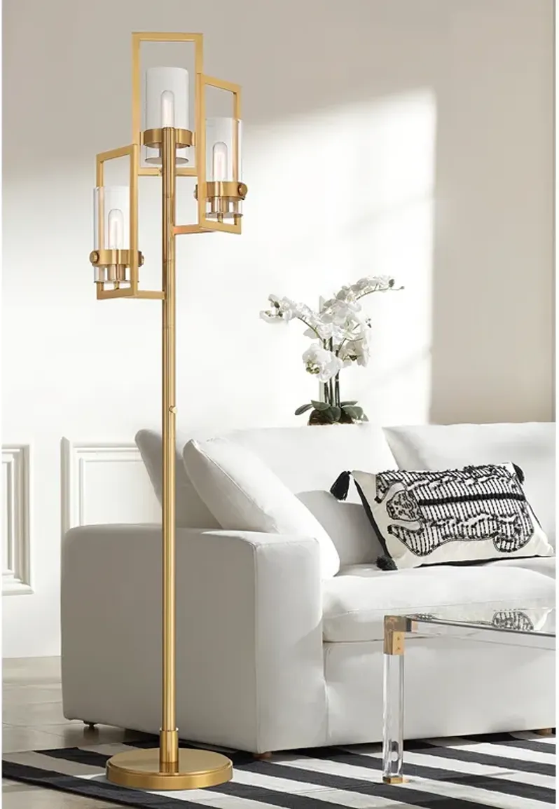 Possini Euro Vicente 66 1/2" Warm Gold Modern 3-Light Floor Lamp