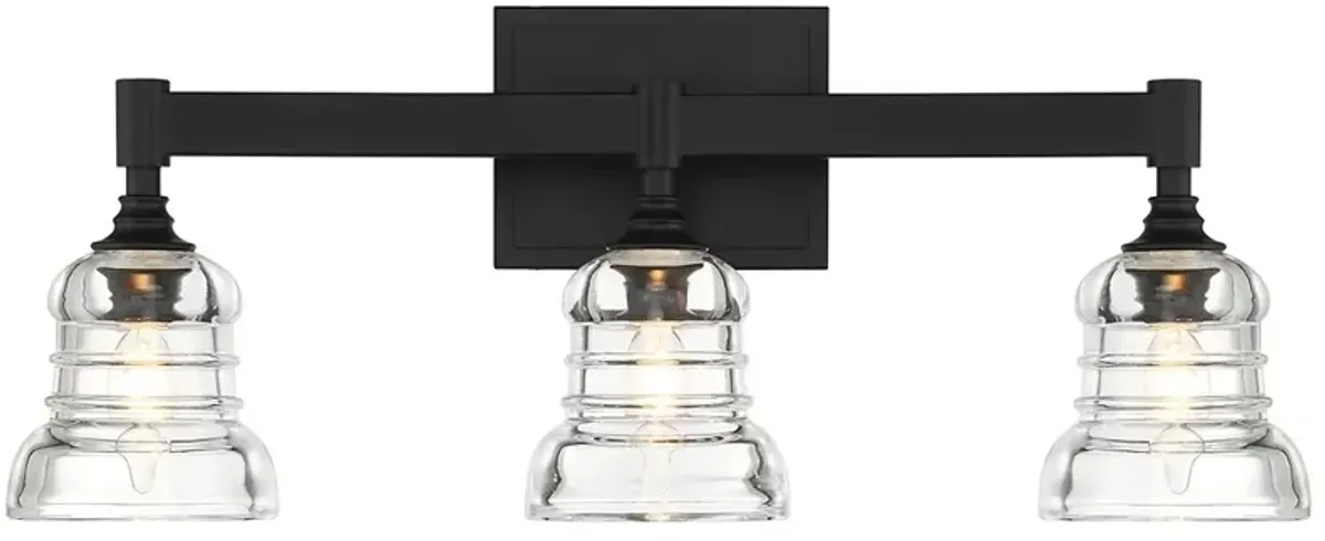Gregory 3 Light Matte Black Bathroom Vanity