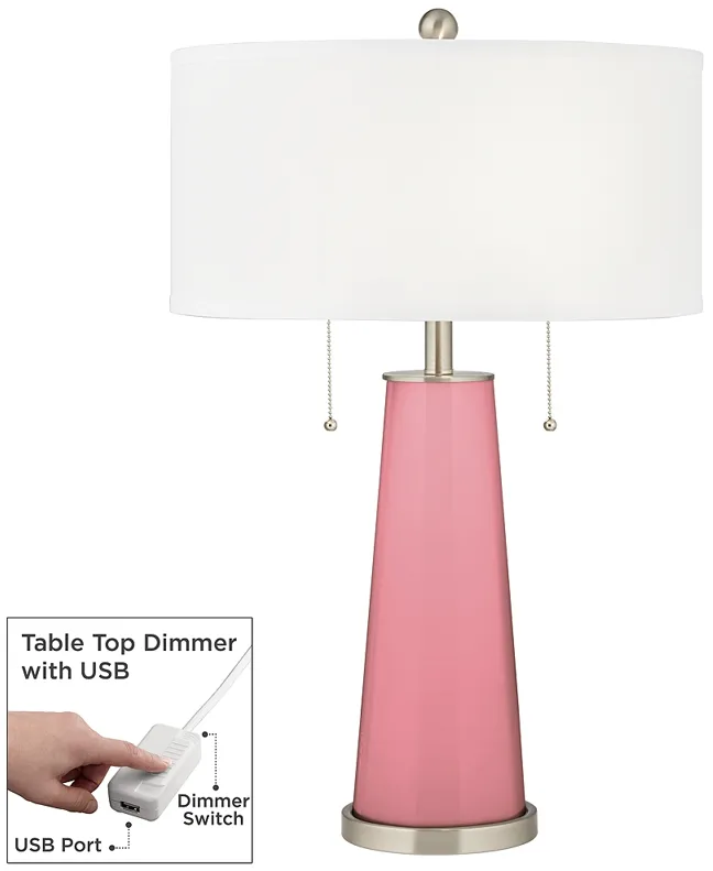 Haute Pink Peggy Glass Table Lamp With Dimmer
