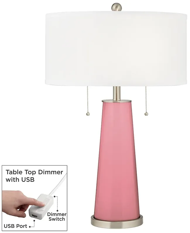 Haute Pink Peggy Glass Table Lamp With Dimmer