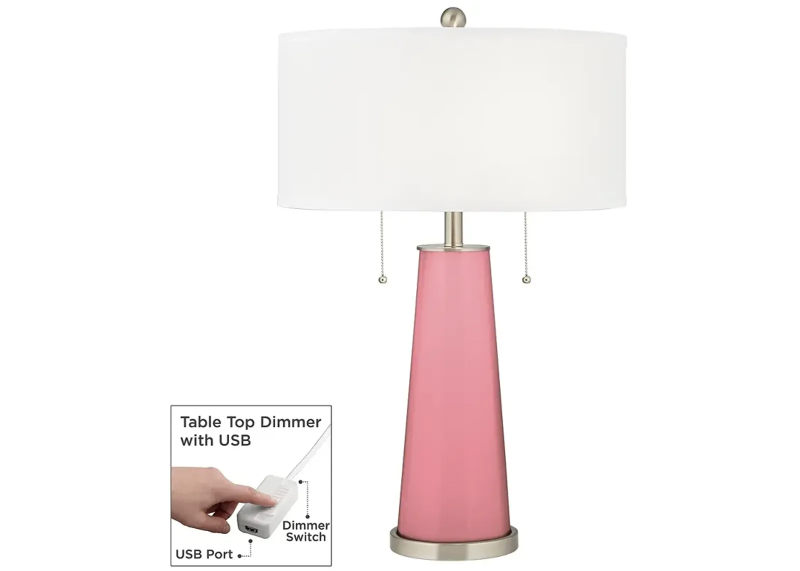 Haute Pink Peggy Glass Table Lamp With Dimmer