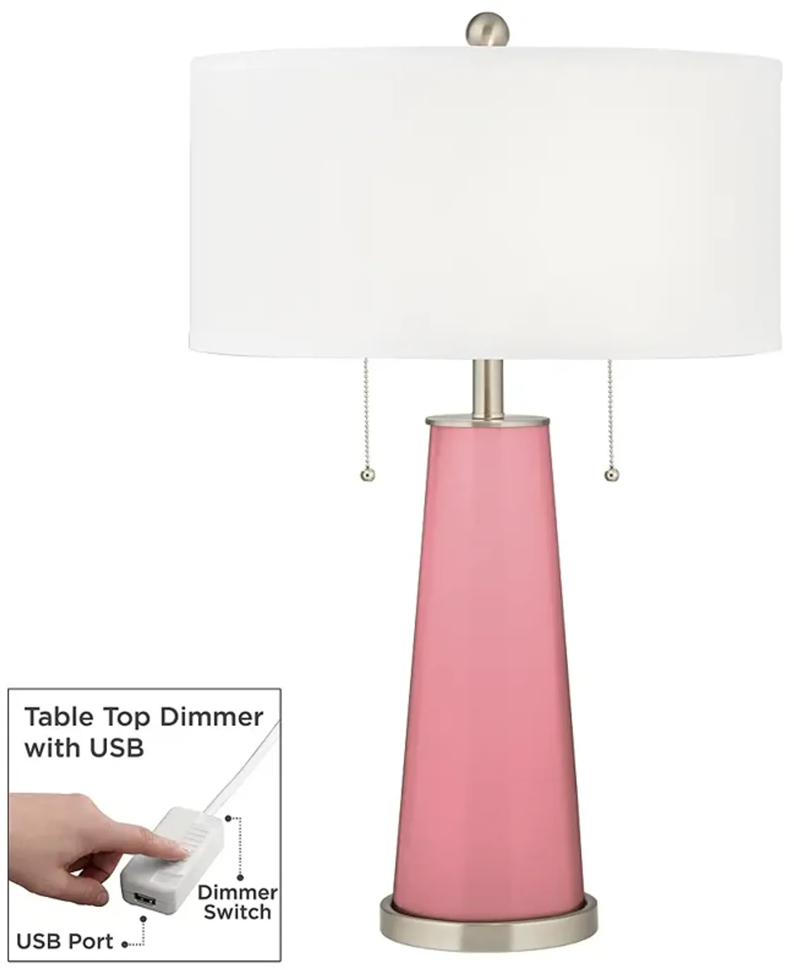 Haute Pink Peggy Glass Table Lamp With Dimmer