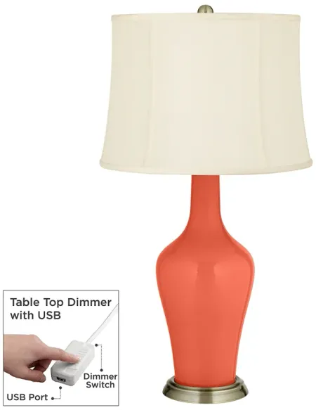 Daring Orange Anya Table Lamp with Dimmer