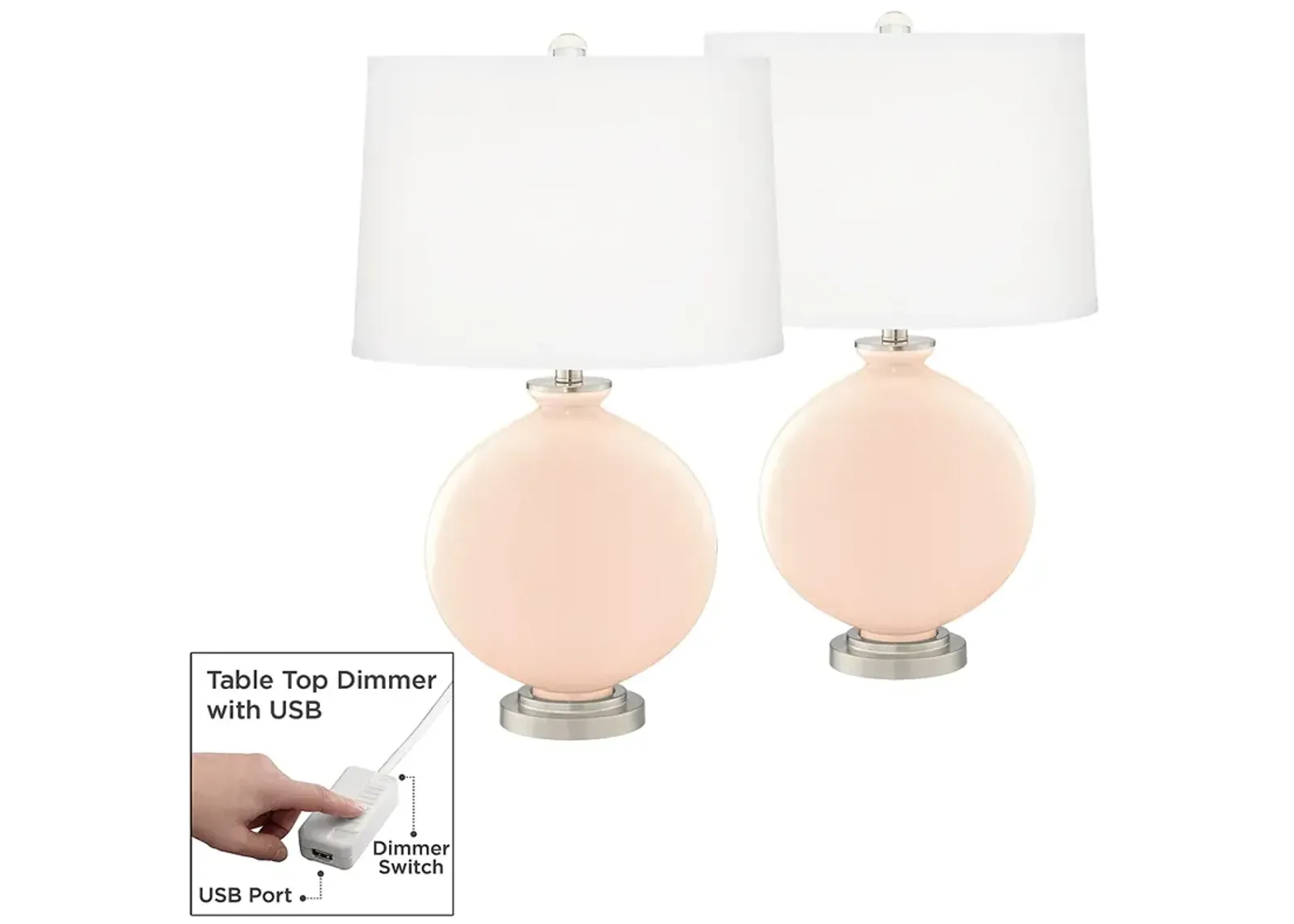 Linen Carrie Table Lamp Set of 2 with Dimmers