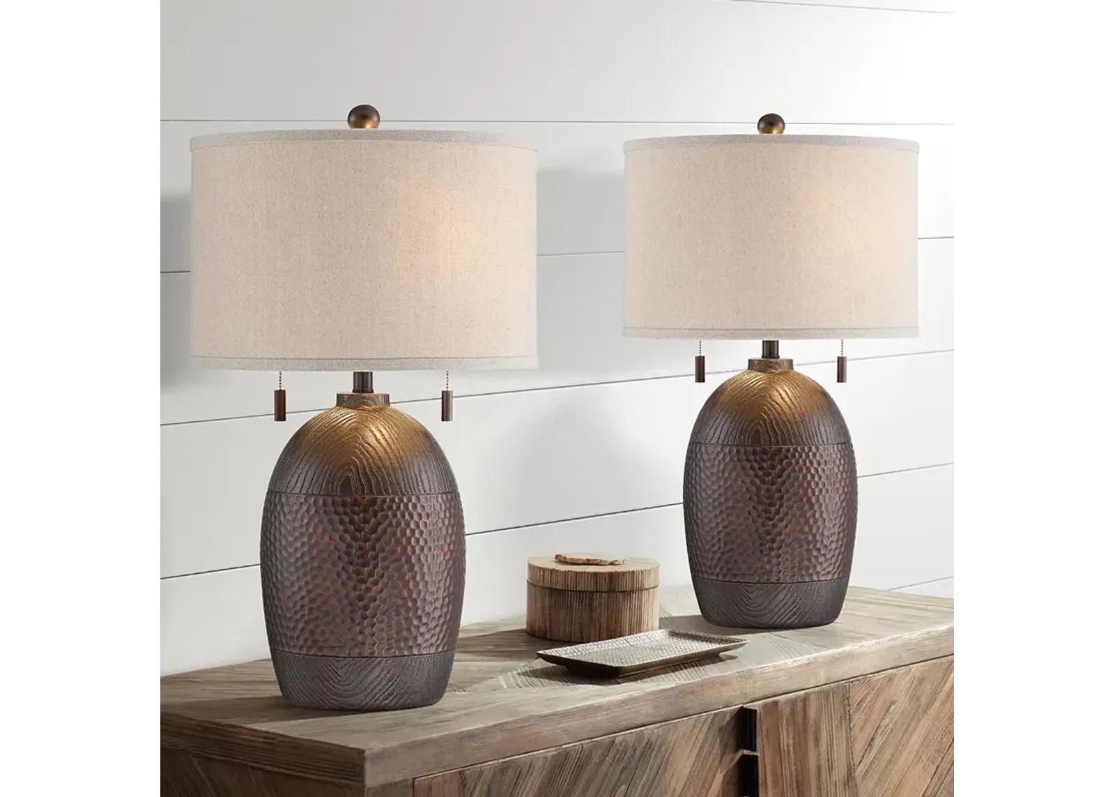 Franklin Iron Works Byron 27 1/2" Pull Chain Table Lamps Set of 2