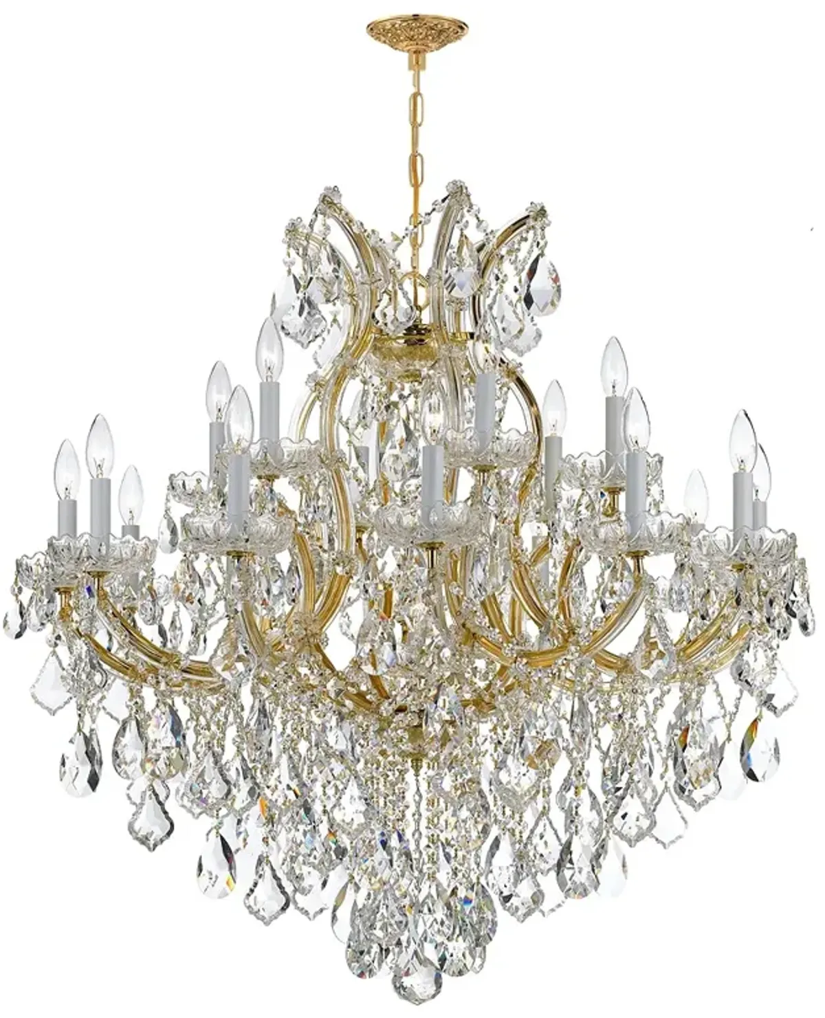 Maria Theresa 19 Light Clear Italian Crystal Gold Chandelier