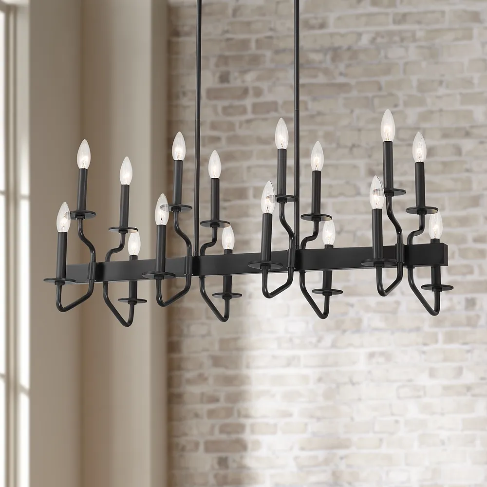 Franklin Iron Works Finnegan 36 1/4" Black 16-Light Island Chandelier