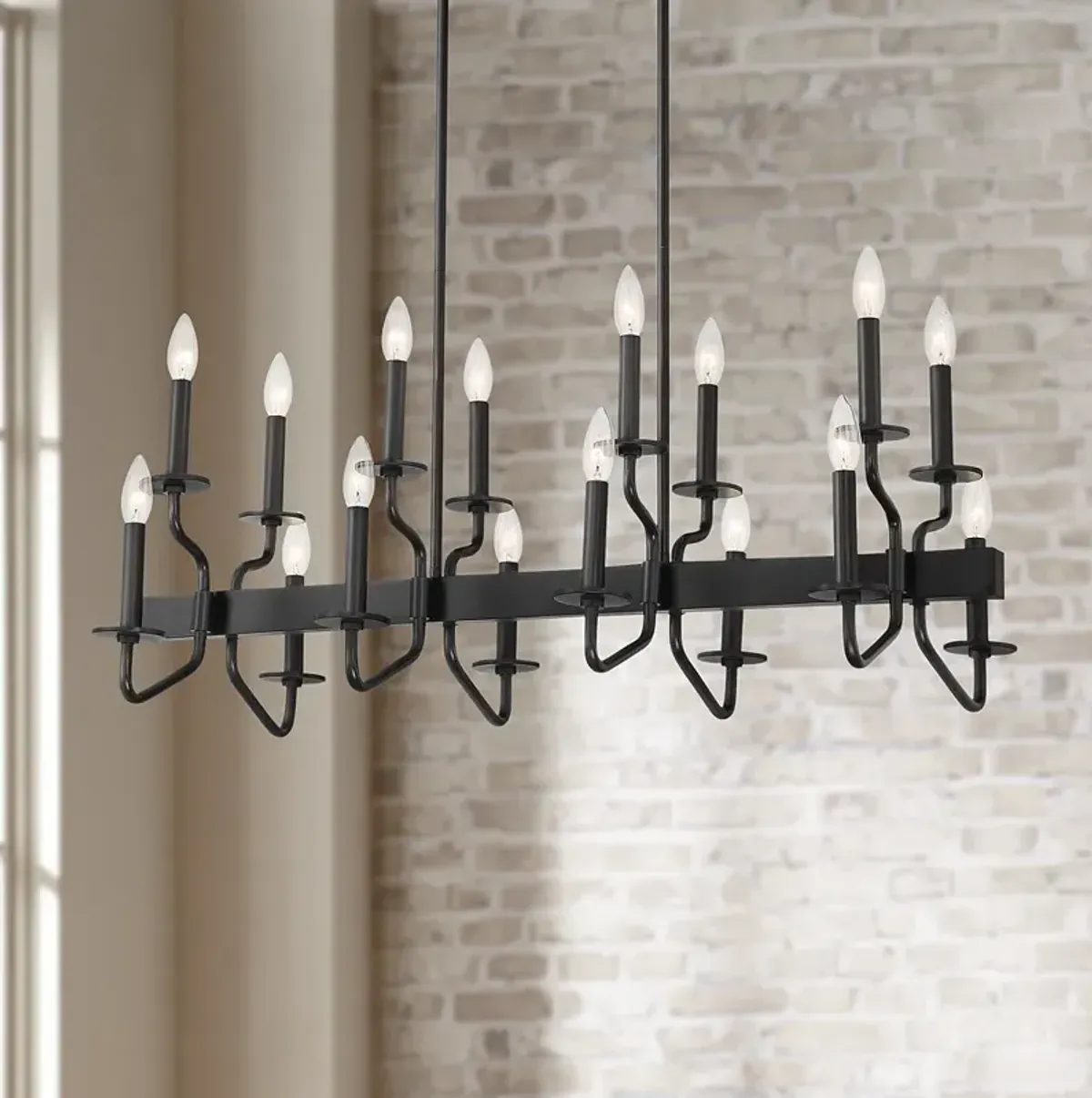 Franklin Iron Works Finnegan 36 1/4" Black 16-Light Island Chandelier