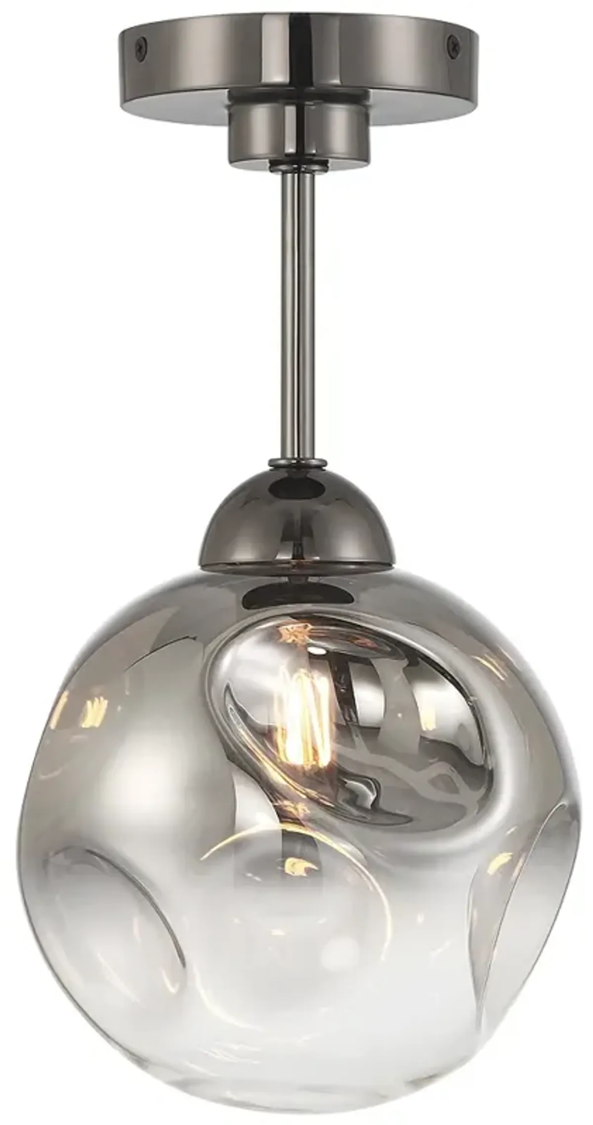 Metropolitan Neveh 1-Light 8-in Gun Metal Semi-Flush with Grey Glass Shade