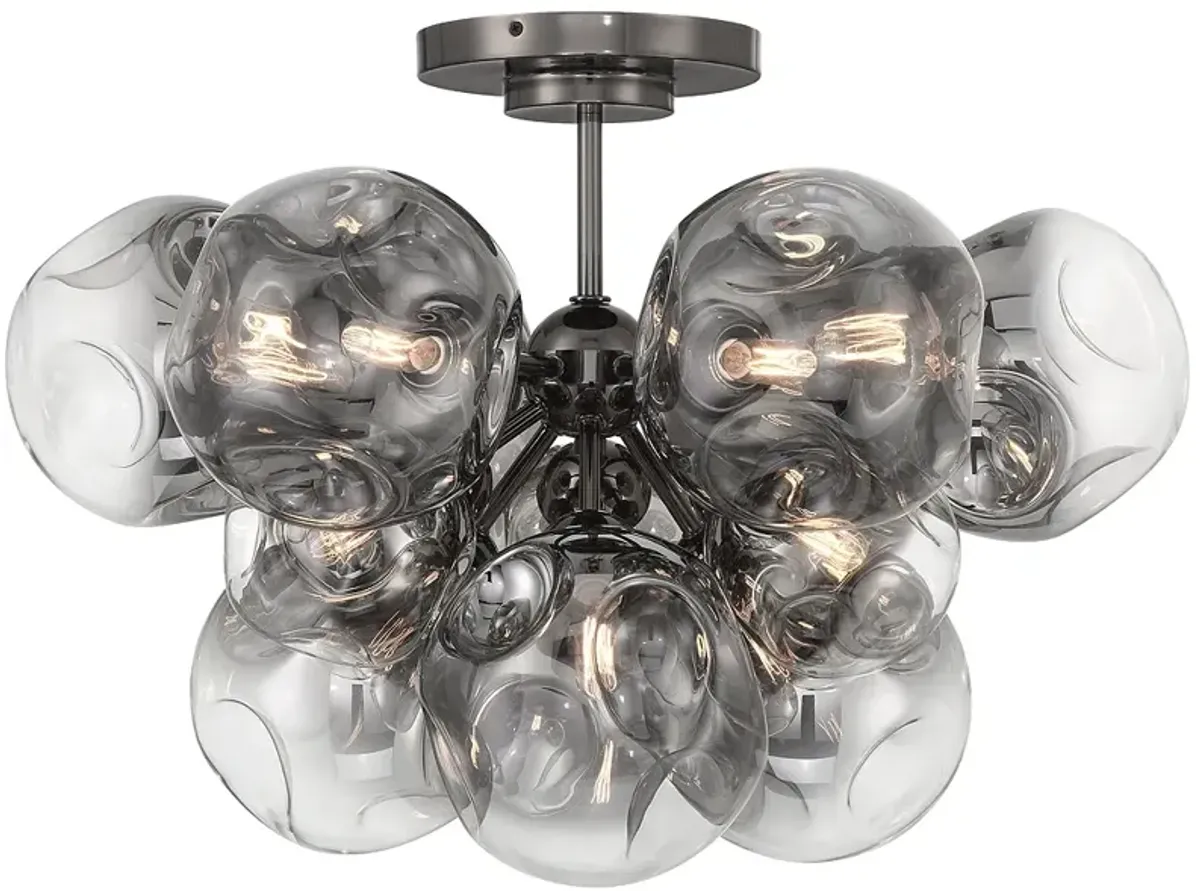 Metropolitan Neveh 12-Light 27.63-in Gun Metal Semi-Flush with Glass Shade