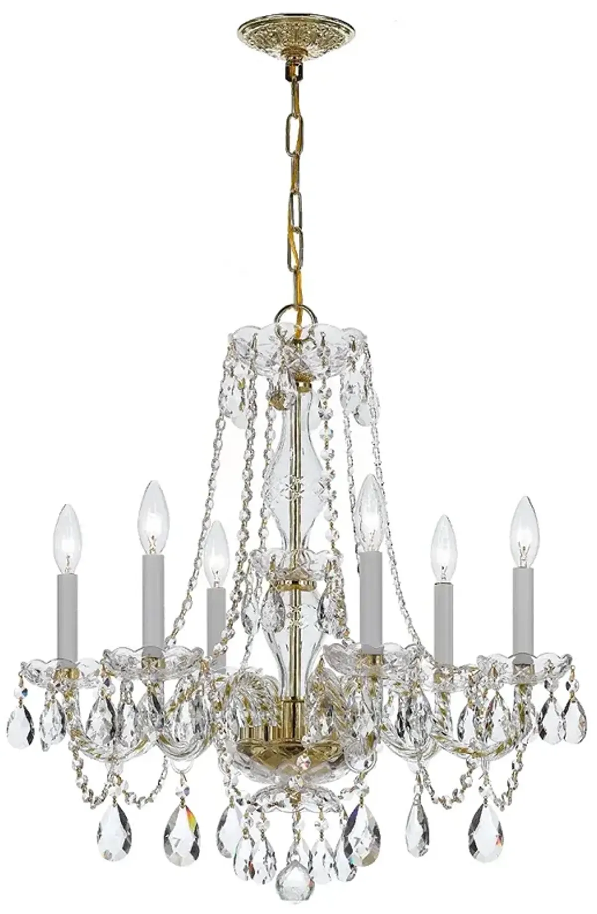 Crystorama Charly 23" Wide Polished Brass 6-Light Chandelier