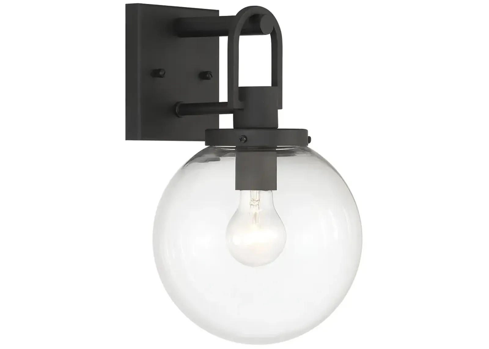 Great Outdoors Wenston 1-Light 8-in Black Outdoor Wall Mount with Shades