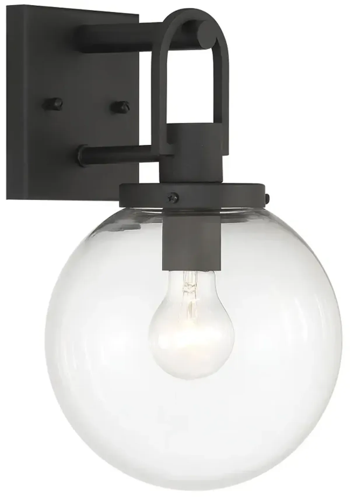 Great Outdoors Wenston 1-Light 8-in Black Outdoor Wall Mount with Shades