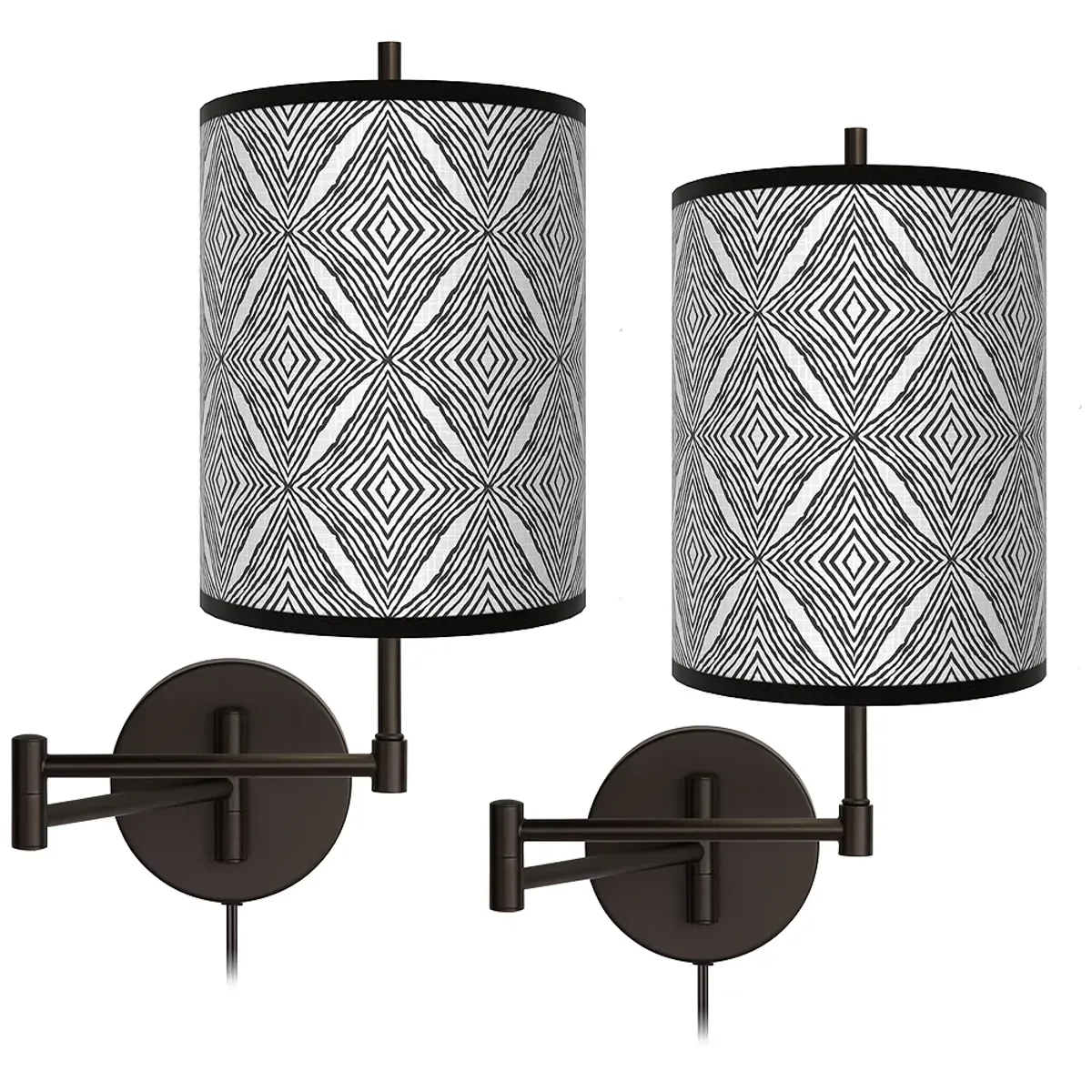 Moroccan Diamonds II Tessa Bronze Swing Arm Wall Lamps Set of 2