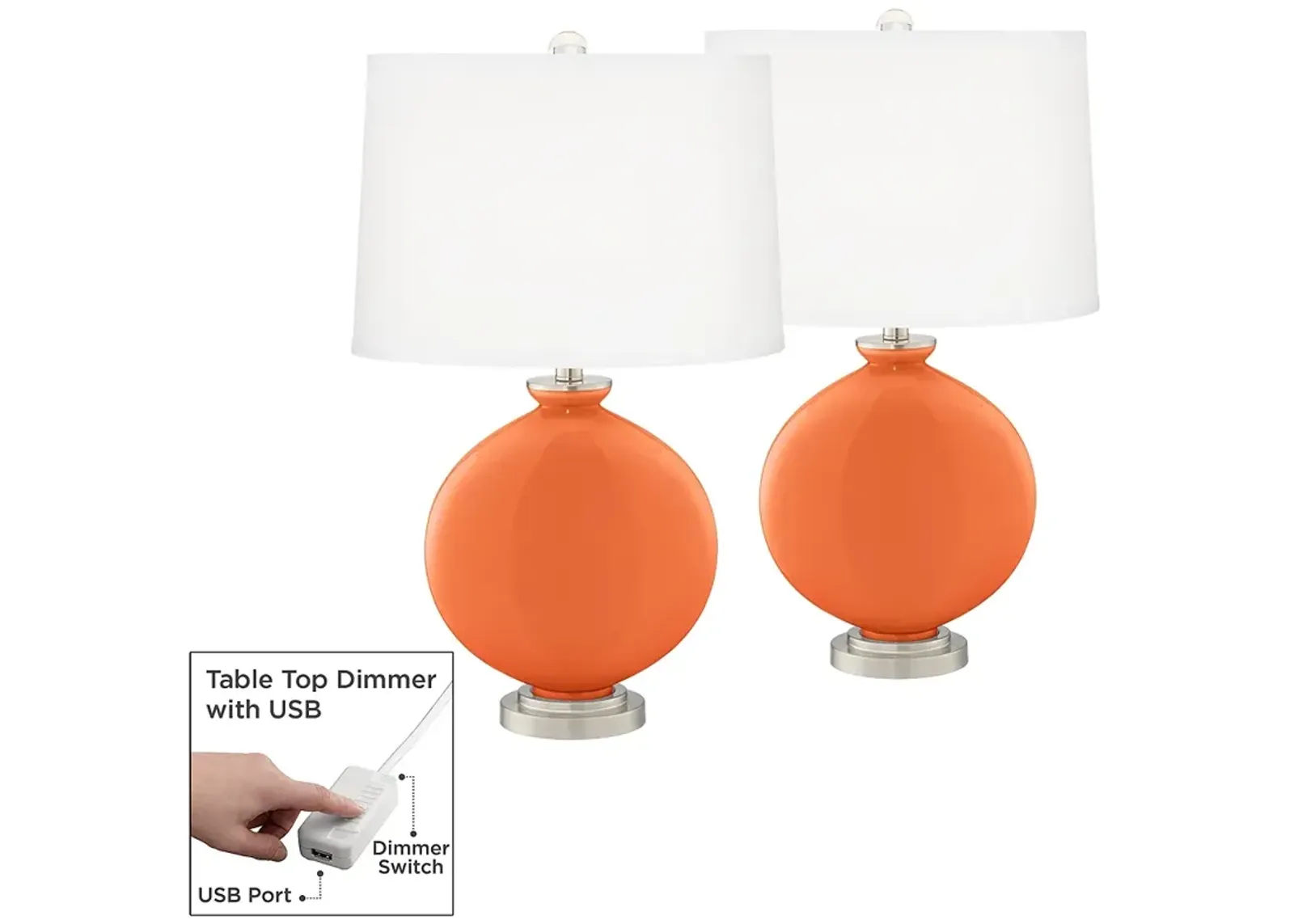 Nectarine Carrie Table Lamp Set of 2 with Dimmers