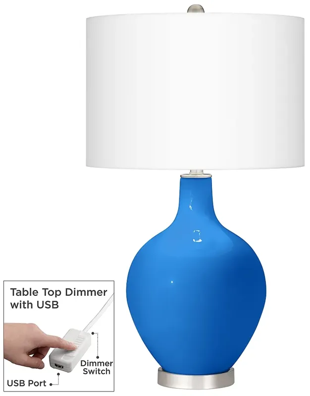 Royal Blue Ovo Table Lamp With Dimmer