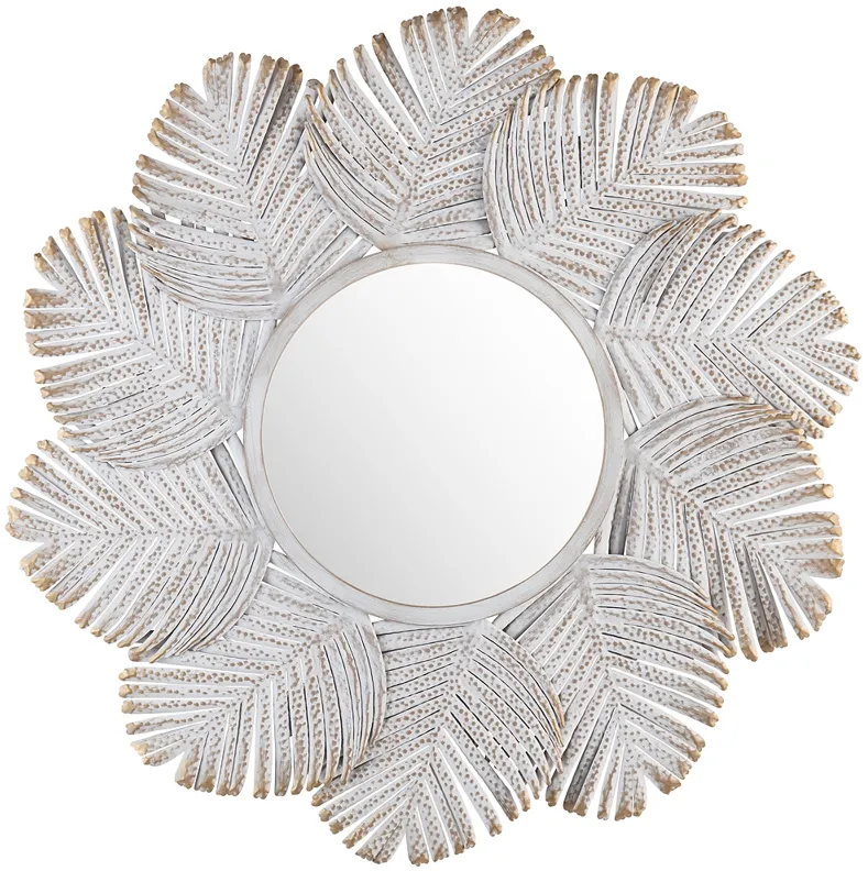 Crestview Collection Miramar Metal Wall Mirror in White