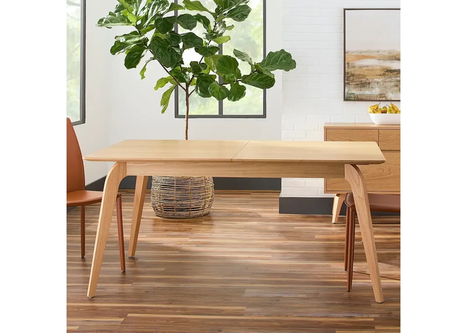 Lawrence 82 1/2"W Oak Veneered Wood Extension Dining Table