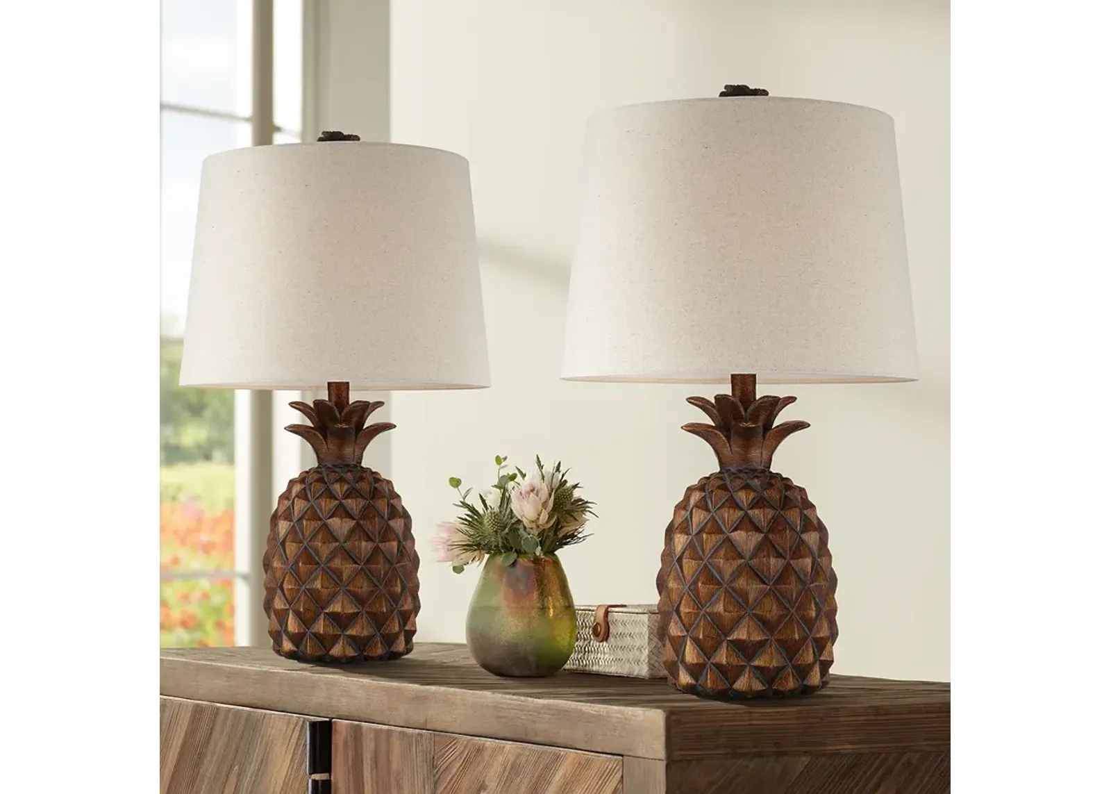 Regency Hill Paget 23 3/4" Brown Pineapple Accent Table Lamps Set of 2