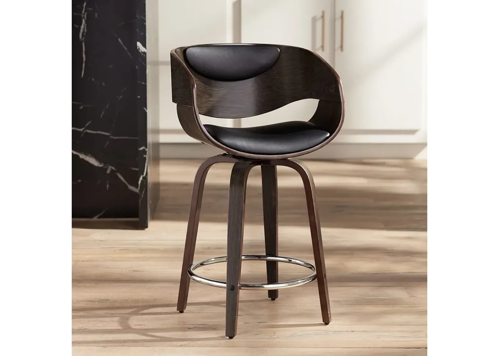 Carson 23 1/2" High Black and Gray Swivel Modern Counter Stool