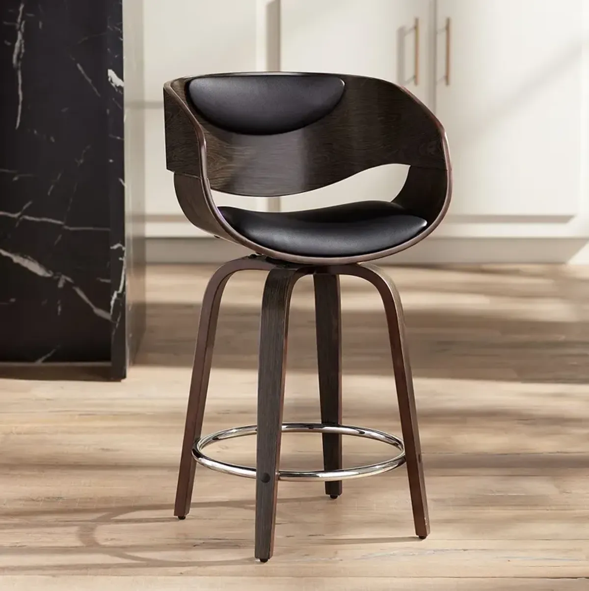 Studio 55D Carson 23 1/2" Black and Gray Swivel Modern Counter Stool