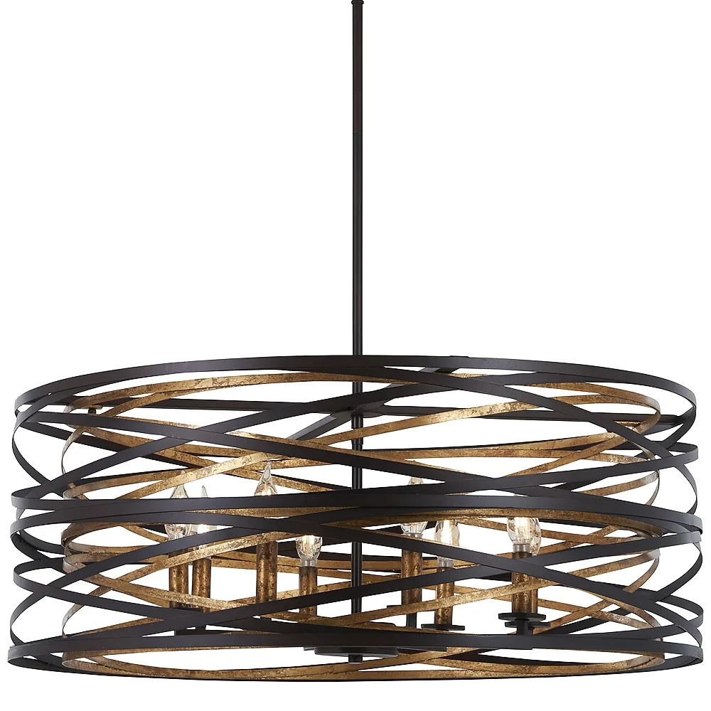 Minka-Lavery Vortic Flow 30" Wide 8-Light Bronze and Gold Pendant