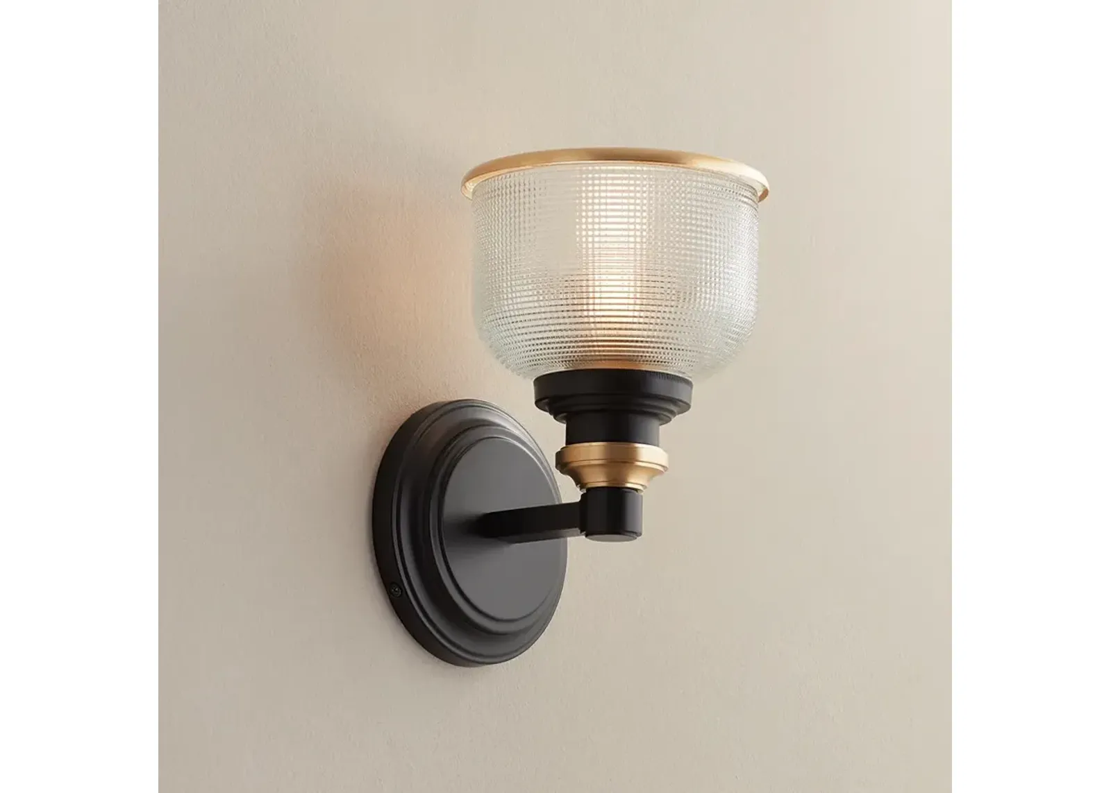 Possini Euro Poway 9"H Bronze and Textured Glass Wall Sconce