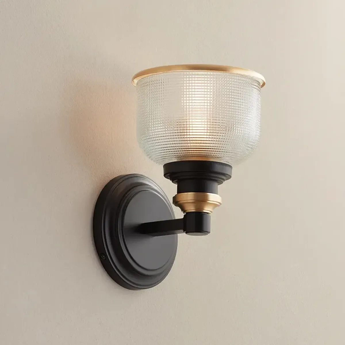 Possini Euro Poway 9"H Bronze and Textured Glass Wall Sconce