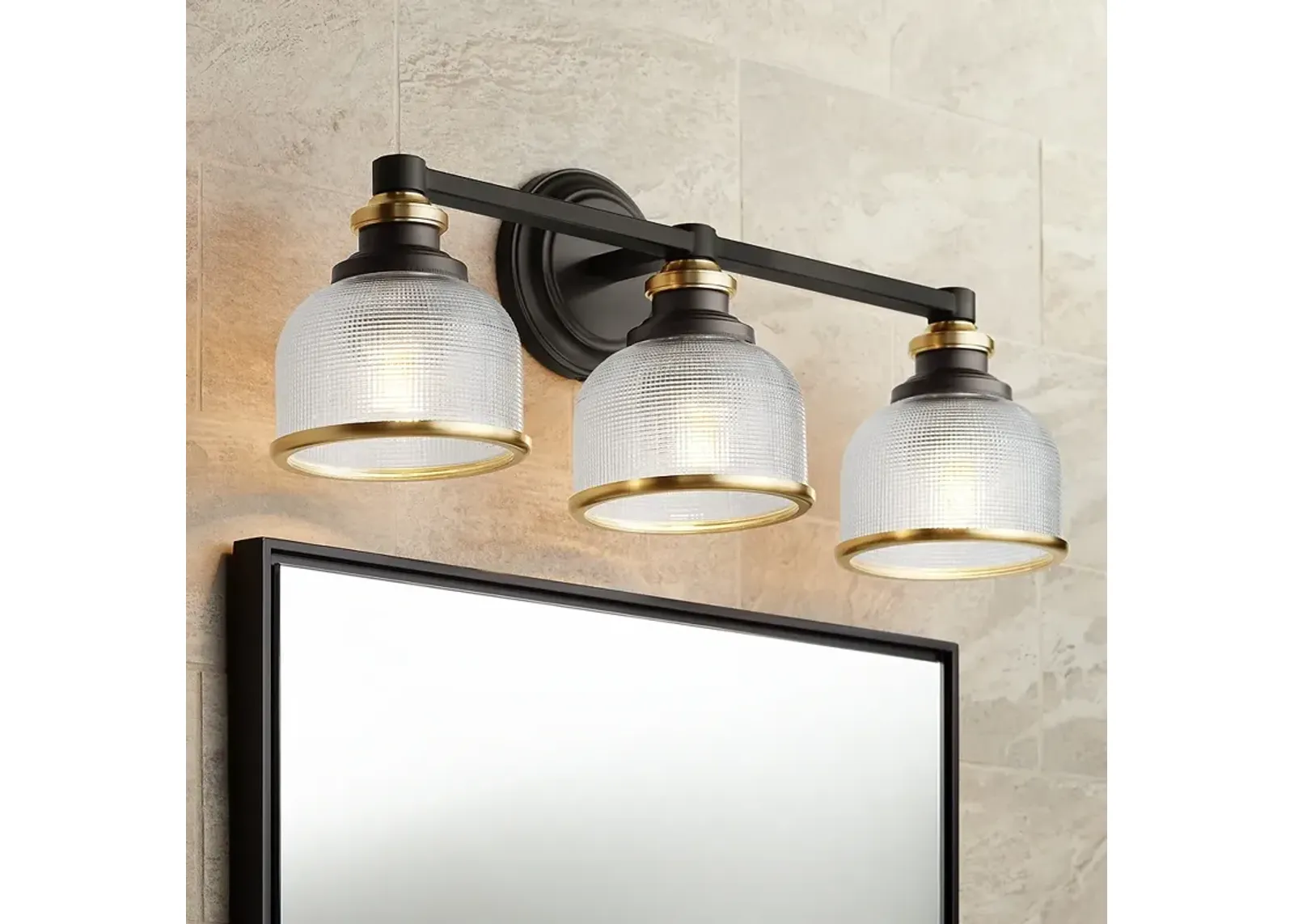 Possini Euro Poway 24"W Bronze and Glass 3-Light Bath Light